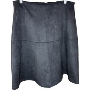 Anne Klein Womens Faux Suede Flared Skirt Black‎ Size 8 NWT Knee Length